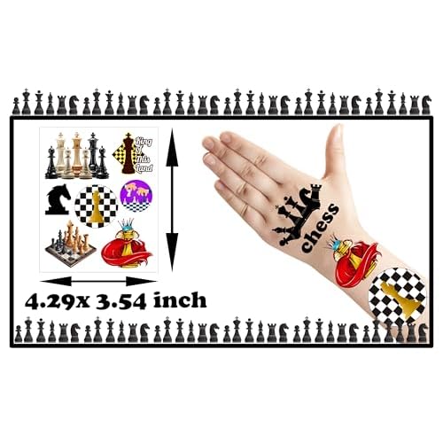 192 Pcs Chess Theme Tattoos Temporary Stickers Chess Game Competition Team Birthday Party Favors Supplies Decorations Tattoos