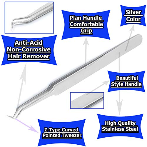G.S Fine Tip Tweezers Stainless Steel Pro Eyelash Extension Hair Remover Tweezer Tip ELT-019
