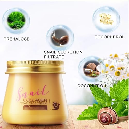 Snail Collagen Face Cream - Hydrating Anti-Wrinkle and Rejuvenating Cream, Collagen Snail Rejuvenation Face Cream for Women