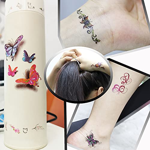 30 Sheets Butterfly Temporary Tattoos for Women Girls 3D Flower Sexy Fake Tattoo Stickers Waterproof Body Art Black Temp Tattoo Paper (Black Butterfly)