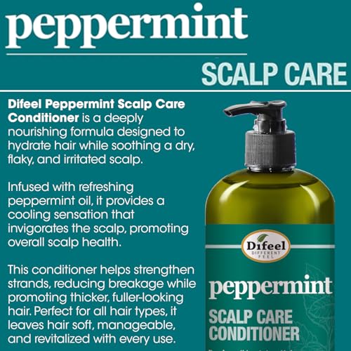 Difeel Peppermint Scalp Care Shampoo 12 oz. - Made with Natural Ingredients