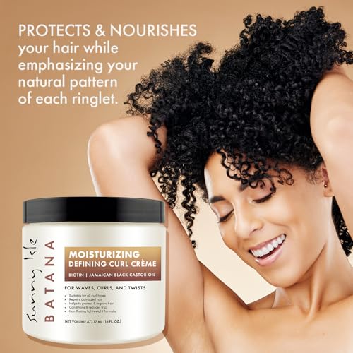 Sunny Isle Batana Moisturizing Curl Cream - Biotin, Jamaican Black Castor Oil, Frizz Control - 16oz