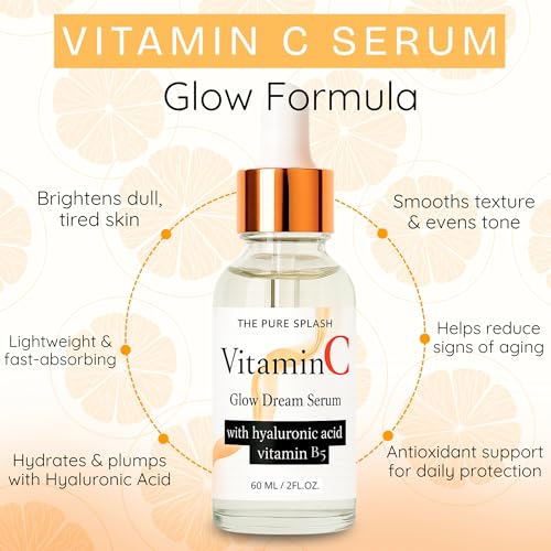 Vitamin C Face Serum 10% ? with Hyaluronic Acid & Vitamin B5 ? Glow Serum for Face ? Lightweight, Non-Greasy, Fragrance-Free ? 60ml