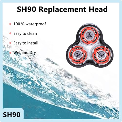 SH90 Shaver Replacement Heads Whole Head Part Compatible with Philips Norelco 9000 Replacement Heads,9000 Replacement Head Compatible with Series 9000 S9531 S8950 S8980/12 S9721/84 S9511 S9311/21 Etc
