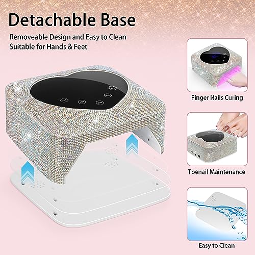 UV LED Nail Lamp,72W Rechargeable UV Light with 4 Timer Settings,Professional Curing Lamp for Gel Nails with 30 Beads (Diamond)