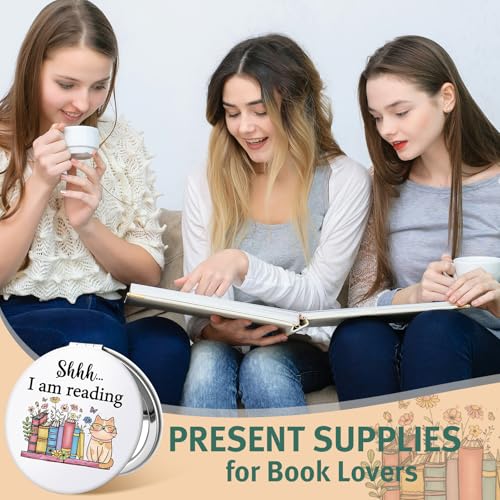 Weysat 8 Pcs Book Club Gifts Book Lovers Compact Mirror for Women Portable Makeup Pocket Mirror for Mother's Day Lovers Teacher Adult Women Librarian Bookish Club Gifts Graduation Party Supplies