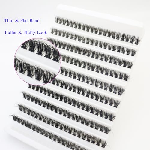DAODER Short Lash Extension Kit 50D Natural Lash Clusters Wispy Fluff Eyelash Extensions D Curl Individual Lashes 9-13MM Thick Eyelashes Clusters Bond and Seal(Thick Short Eyelash Extension Kit 50P)