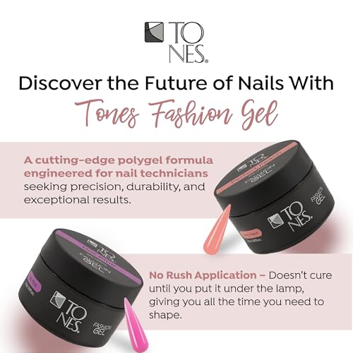 TONES Fashion Gel - Premium, Long-Lasting LED or UV Poly Nail Gel - 7-Free - Quick-Curing Nail Art and Nail Design Overlay or Nail Sculpting - (1.89 Oz, Cover Pink)
