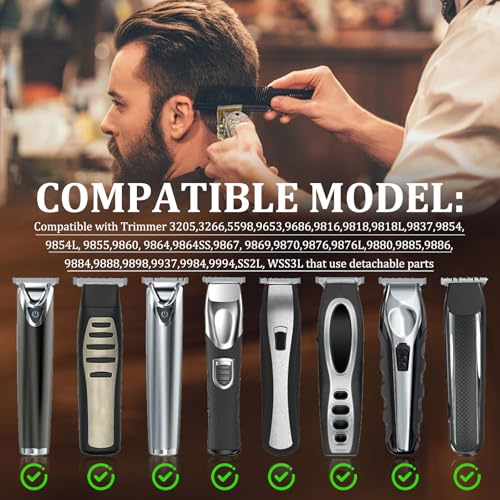 T-Blade Detachable Replacement Blades Compatible with Wahl Trimmers 9864/9864SS/9686/9818A/9854L/9876L/WSS3L/SS2L,High-Quality 440C Stainless Steel,0.5mm Precision Cut, Professional Grooming-1 Pack