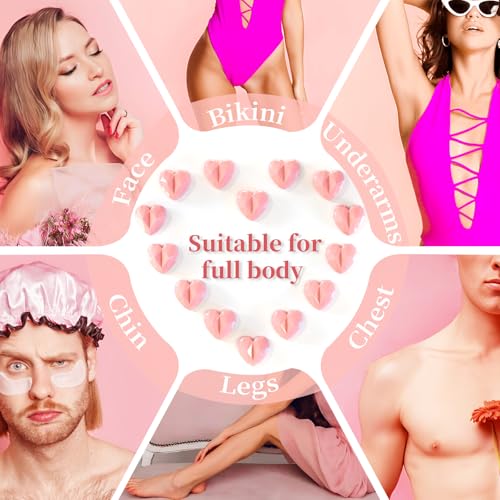 Chulan Hard Wax Beads, 1000g Heart Unscented Waxing Bead for Sensitive Skin, Hypoallergenic Wax Beans for Coarse Hair Removal, Body, Brazilian Waxing, Facial, Bikini, Legs, Armpits Women Home Pink