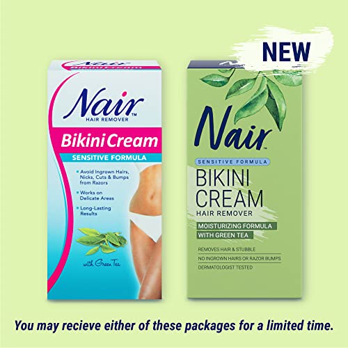 Nair Bikini Cream with Green Tea Sensitive Formula, 1.7 Ounce (Pack of 3)
