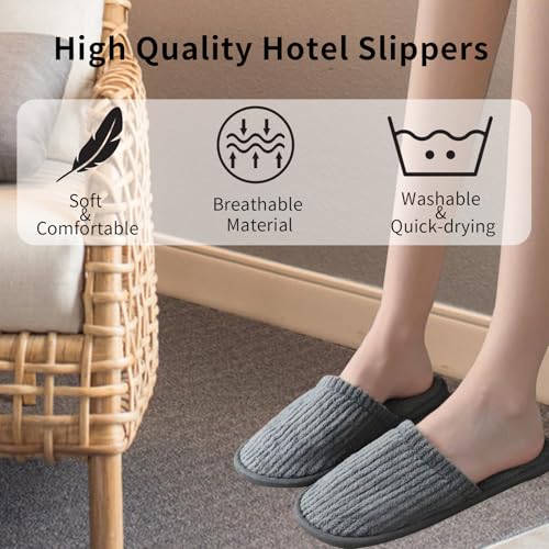 Disposable Slippers for Guests, 10 Pairs Coral Fleece Non Slip Hotel Slippers, Unisex, Washable Reusable for Hotel, Guest, Travel, Bride, Women