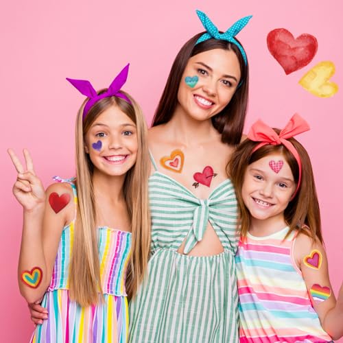 winthrop 240 Pcs Bulk Valentine Heart Temporary Tattoos for Kids, Individually Wrapped Colorful Safety Waterproof Tattoos, Best Choice for Valentines Gadget Bag Stuffers, 60 Different Designs Heart