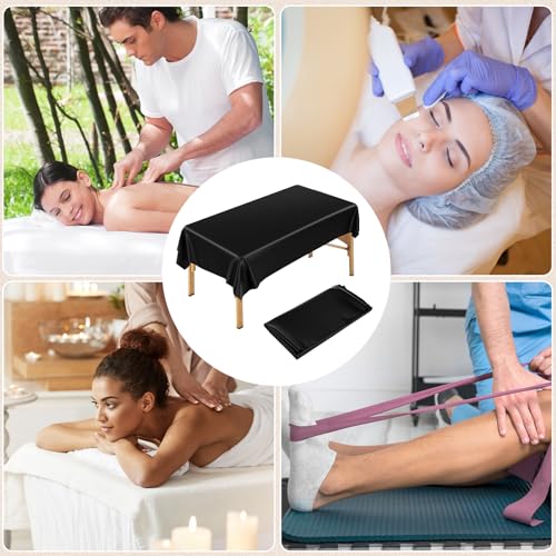 87 x 51 Inch Wax Mat Reusable Wax Pad for Esthetician Bed Waterproof PVC Massage Bed Cover Oilproof Waxing Massage Table Sheet for Spa Tattoo Beauty Grafting (Black)