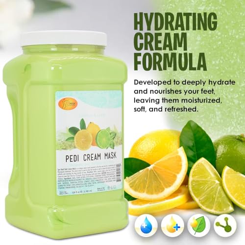 SPA REDI - Body and Foot Cream Mask, Lemon, 128 Oz - Pedicure Massage for Tired Feet and Body, Hydrating, Fresh Skin - Infused with Hyaluronic Acid, Amino Acids, Panthenol, Comfrey Extract