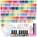 phoenixy Gel Nail Polish Kit with U V Light 64 Pcs Gel Nail Set 45 Rainbow Colors Nail Polish Set Base Coat & 4 Effects Top Coat Manicure Tools Complete Nail Kit Gifts for Women Girls