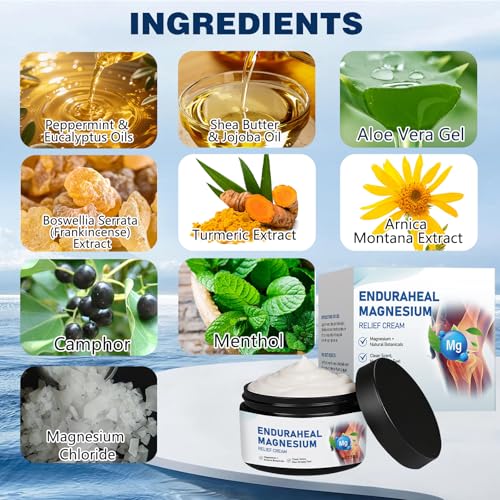 EnduraHeal Magnesium Cream,Magnesium Relief Bone Healing Cream,New Upgraded Joint Creams,Joints and Bone Advanced Creams,for Neck,Waist,Back,Hand,Feet and Leg,for All Skin Types(2PCS,50g)