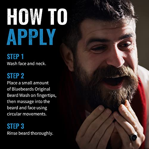 Beard Wash for Men - 4 oz Bluebeards Original Natural Beard Wash and Beard Moisturizer, Infused with Aloe & Lime - Deeply Cleans, Softens, and Conditions Your Beard and Skin Underneath - Made in USA
