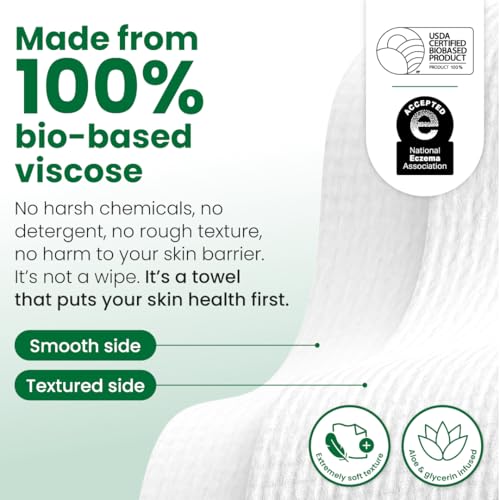Clean Skin Club Clean Towels¢ç XL Sensitive Skin | Ultra-Soft Disposable Face Towels Infused with Aloe & Glycerin | Dermatologist-Approved Towels for Sensitive Skin, Makeup Remover Dry Wipes, 50 count