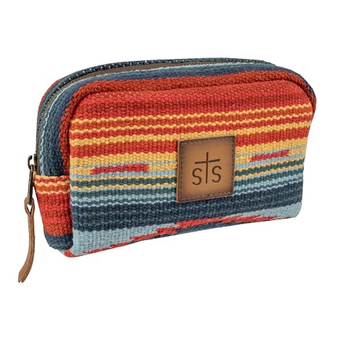 STS Ranchwear Chaynee Valley Serape Collection Bebe Cosmetic Bag ? Western Style, Genuine Leather & Cotton Bag (STS-34149)