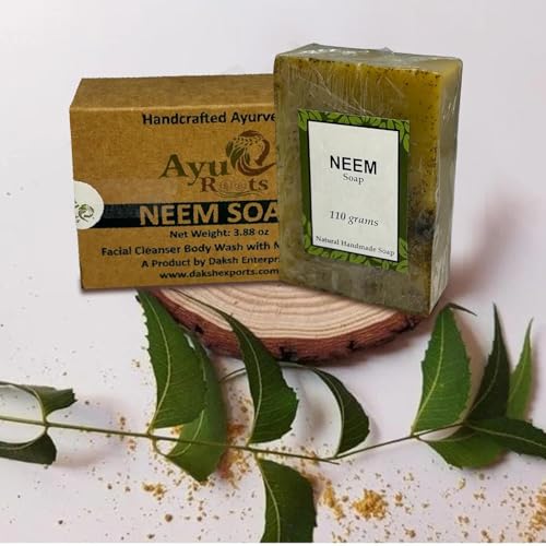 Ayurvedic Neem Soap Bar, crafted with authentic Indian craftsmanship.3.88 oz of naturally handmade vegan soap for the face and body (2)