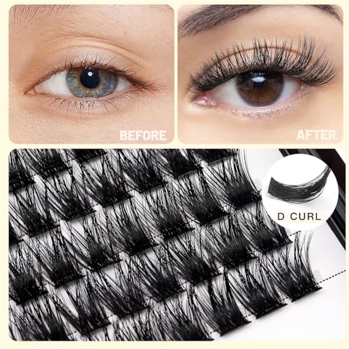 False Eyelash, Wide Cluster D Curl Individual Eyelashes Extension, 120pcs Per Pack, Various Lengths, Soft, Comfortable, Cruelty Free, Synthetic