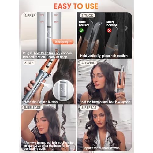 SHEGLAM Automatic Curling Iron 1 1/4 inch + 24K Anti-Frizz Hair Oil
