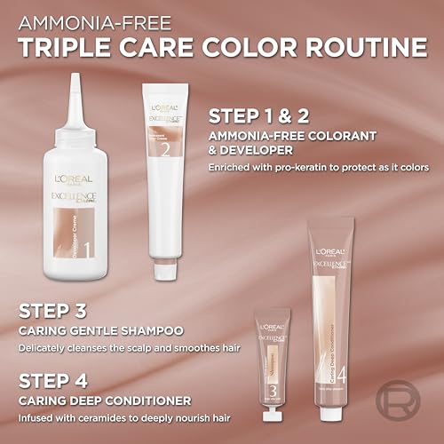 L¡¯Oreal Paris Excellence Universal Nudes Permanent Hair Color, Ammonia Free Hair Dye for Gray Hair Coverage, 4N Natural Dark Brown, 1 Hair Dye Kit