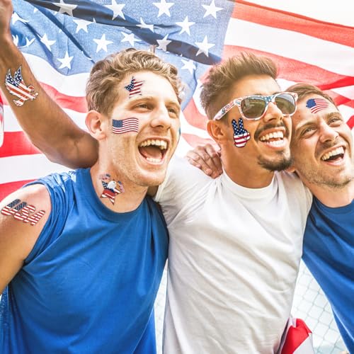 winthrop 240 Pcs 4th of July Temporary Tattoos for Kids - Individually Wrapped, Waterproof & Safe USA Flag & Election Designs, Perfect for Independence Day, 60 Unique Patterns