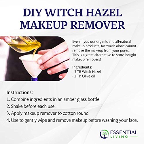 Essential Living: Witch Hazel Toner - Pure and Unscented - 12 oz. Natural Botanical Facial Skin Care Product for Acne and Blemishes - Helps Balance Skin pH - Fights Skin Inflammation - Made in the USA