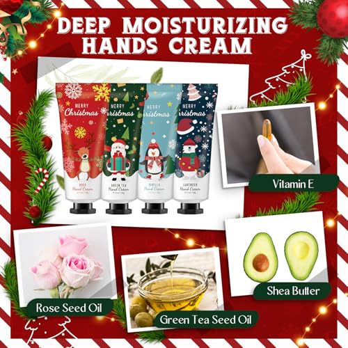 72 Set Christmas Hand Lotion Gift Bulk Christmas Hand Cream Travel Size Xmas Stocking Stuffers Holiday Mini Lotion with Organza Bag Greeting Card Party Supplies for Employee Coworkers Gifts