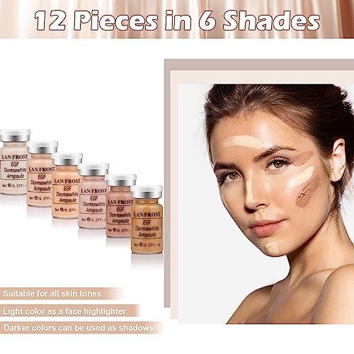 Facial Glow Serum Starter Kit Hyaluronic Acid Essence Foundation Skin Care Kit 0.27oz 6 Vials, Combined With Niacinamide and Peptides To Brighten Skin Tone Anti-Aging Foundation 6-Color(Multicolo)