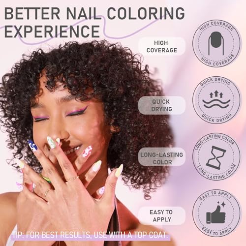 12 Color Nail Art Pens Set - Graffiti Dotting Pen + Painting Liner Brush, All-in-One Nail Polish Art Kit for DIY Manicure & Beauty Adorn Drawing Tools