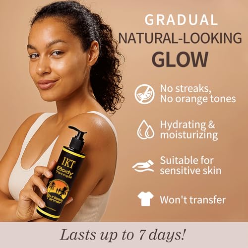 Self Tanning Oil,3.38 fl. oz. Premium After Tanning Oil Moisturizer and Ergonomic Vegan Big and Small 2 Tanning Mitts | Streak-Free Self Tanner for Body & Face