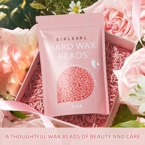 2-Pack Hard Wax Beads, 2.5lb Aloe for Brazilian Bikini & Sensitive Skin, 2.5lb Rose for Face & Body, Legs, Eyebrow, Facial Coarse Hair