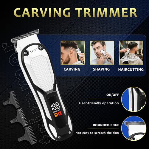 Hair Clippers for Men 4 Pcs White LED Display Cordless Clippers Set Professional Electric Beard Trimmer for Men Foil Shaver Nose and Ear Hair Trimmer with Storage Bag, Men's Gifts