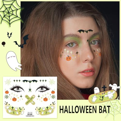 Glitter Butterfly Temporary Tattoos Colorful Eyes Face Stickers Feather Face Tattoos for Women Make up (Halloween 01)