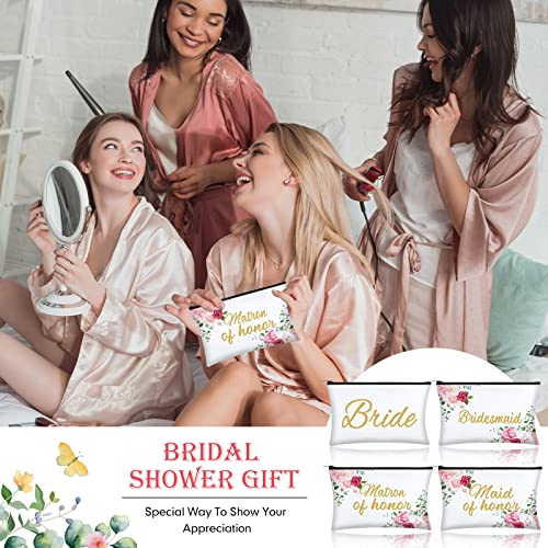 Weewooday 8 Pieces Bridesmaid Makeup Bag Bridesmaid Proposal Gifts Canvas Makeup Bags Matron of Honor Bridal Cosmetic Bag Maid of Honor Bridesmaids Present for Brides Wedding Parties