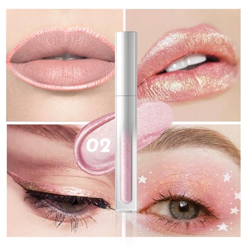 8 Colors Matte Champagne Rose Gold Lip Gloss, Multi-use Lip and Cheek Lip Tint Hydrating High Shin Tinted Formula for Fuller, Softer Lips, Cruelty-Free, Long-Lasting, 02#