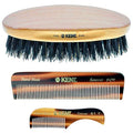 Kent Mens Beard Kit, 81T Extra Small Beard Mustache Comb, Fot All Fine Tooth Pocket Comb and PF22 Oval Palm Hair Brush. Beard and Mustache Grooming Kit for Travel and Home Beard Care. Made in England