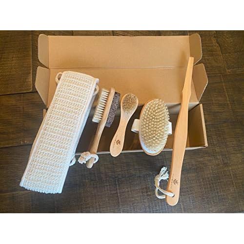 Spa Bath, and Shower 5 Piece Bamboo Brush Set