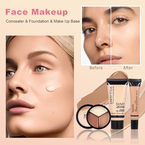 All in One Makeup Kit for Teen Girls - Gift Set with Eyeshadow, Lipsticks, Eyebrow Pencil & Cosmetic Brush