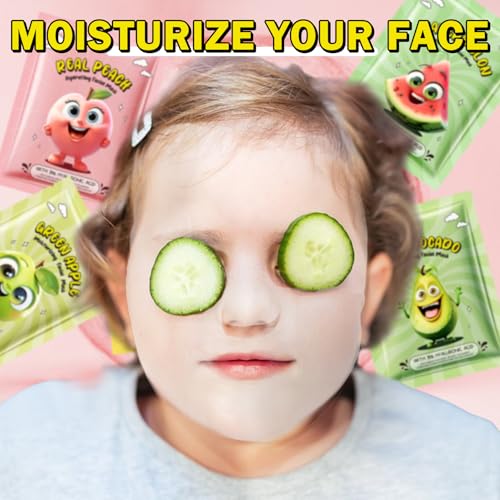 10 PCS Fruit Face Masks for Kids Face Masks Spa,Moisturizing Facial Mask Skincare Set,Birthday Christmas Gifts for Teen Girls