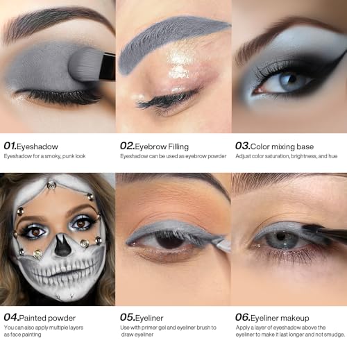 DE'LANCI Matte Grey Eyeshadow Single, Matte Gray Eyeshadow Palette For Cool Tone, Longwear Natural Punk Goth Gray Eye Shadow Makeup, Blendable Blue Grey Smoky Eye Makeup for Women Day & Night, #03