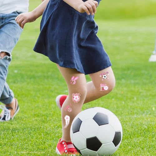 Football Temporary Tattoos,10 Sheets Pink Football Temporary Transfer Soccer Tattoos Stickers for World Cup Soccer Party Gift Birthday Party Bag Fillers Boys Girls Kids