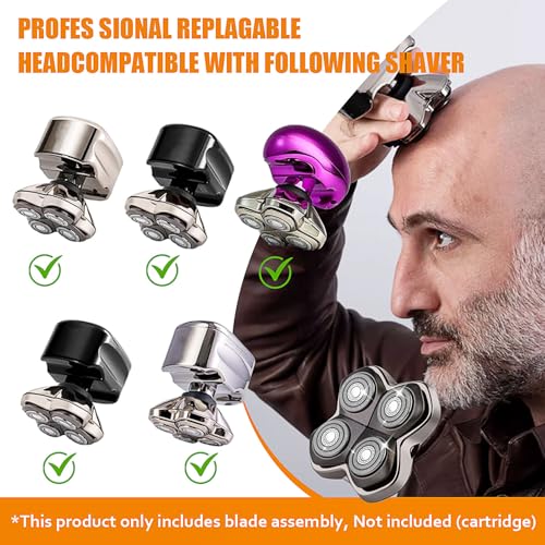 Replacement Blades Shaver PRO 4 Heads Compatible with Skull Head Shaver, Electric Shaver Replacement Blade for Pitbull, Butter flykiss pro & Palm for Bald Men (2 Pcs)