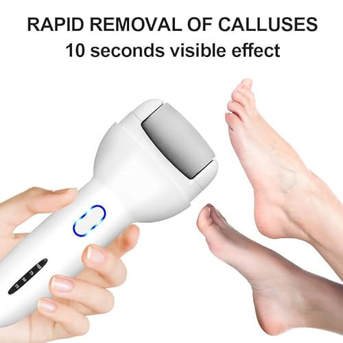 Electric Foot Callus Remover, Rechargeable Pedicure Tool with 3 Quartz Rollers, 3-Speed LED Light, IPX6 Waterproof, Type-C Fast Charge, 4 h Runtime, Cracked Heels & Dead Skin Remover for Women Men