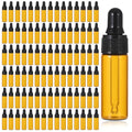 5ml Glass Dropper Bottles, 100 Pcs Amber Bottles with Black Caps, Leakproof Essential Oil Containers for DIY Perfume, Travel Liquids, Aromatherapy, Lab Sample & Hair Oil Storage