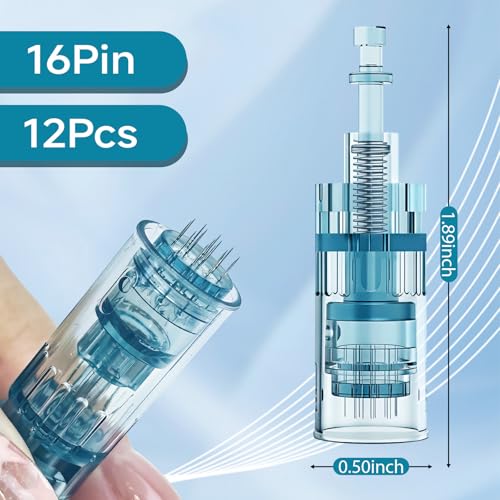 12Pcs 16 Pin Microneedling Pen Replacement Cartridges Dr Pen M8, 0.25mm