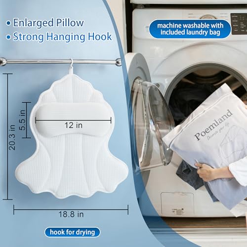 Bath Pillow for Tub, Luxury Bath Pillow Soft 4d Mesh, Bathtub Pillow for Soaking tub with 6 suctions Cups, Bath Tub Pillows for Head and Neck Support, for Relaxing Spa
